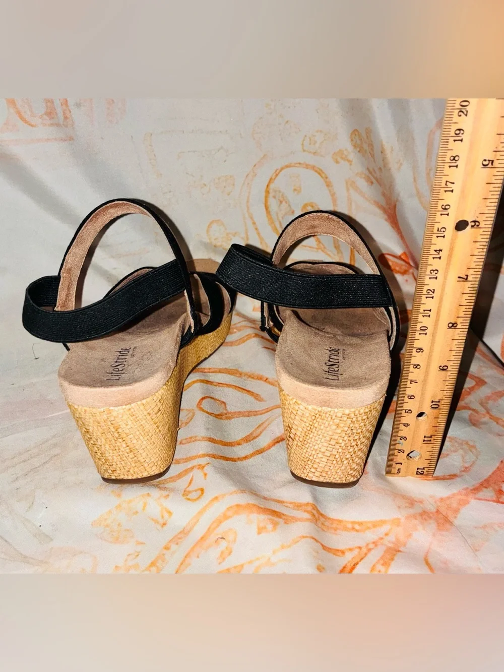 Life Stride Black Crisscross Wedge Sandals